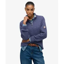 Superdry für Damen. W6110741A Slouchy-Pullover in Marineblau mit halbem Reißverschluss (XXS), Lässig, Baumwolle