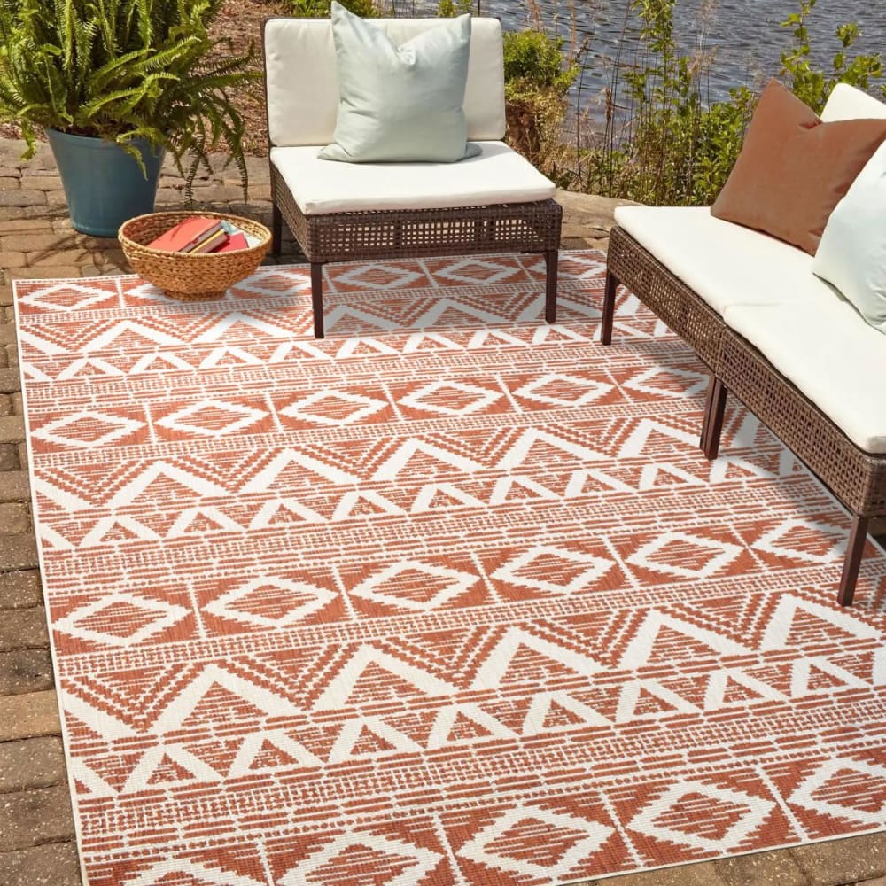 Un amour de tapis Tapis extérieur terrasse ou jardin, kilim reversible rouge 200x290 Rouge 290x1x200cm