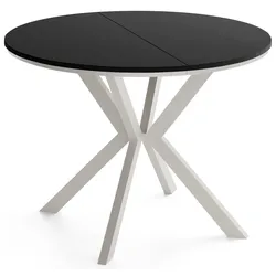 ESSTISCH Valeo Neo – Rund und Ausziehbar mit Ring – Kaschmirfarbene Metallbeine – Moderner Stil – Schwarz 100-140/100/76 cm