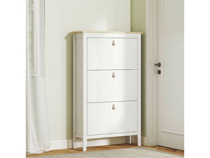 HOMCOM Meuble à Chaussures 14 Paires 3 Tiroirs Blanc
