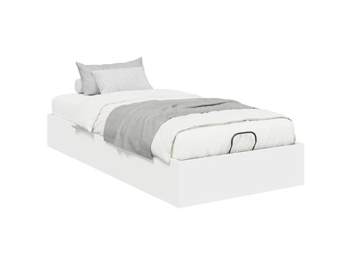 KKgypkn Weißes Ottoman Bettgestell mit Stauraum 203x90 cm, Holzwerkstoff, Gaslift-Mechanismus