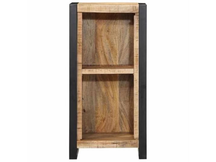 KTHLBRH Nachttisch Braun Mango Massivholz 40 x 30 x 80 cm 2 Etagen, industrielles Design, für Schlafzimmer und Wohnzimmer, Montage erforderlich