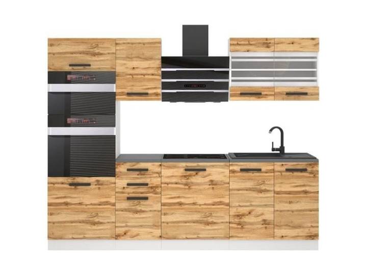 Cuisine Complète - B BELINI GROUP - Modèle TRACY - Chêne Wotan - 240 cm - Design Contemporain