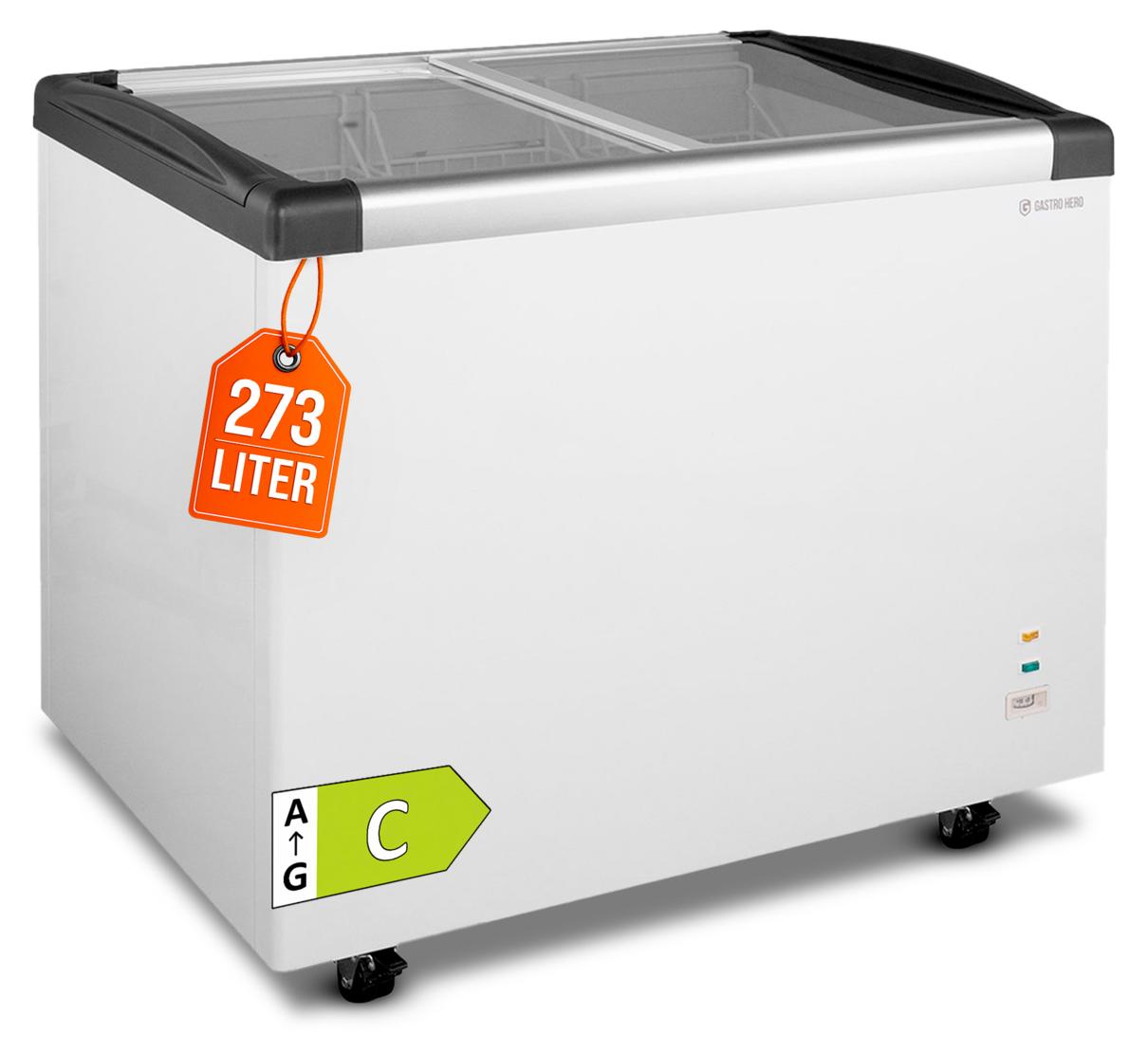 GastroHero Tiefkühltruhe ECO 350 mit Glasschiebedeckel - robuste Bauweise, leiser Betrieb & energieeffizient