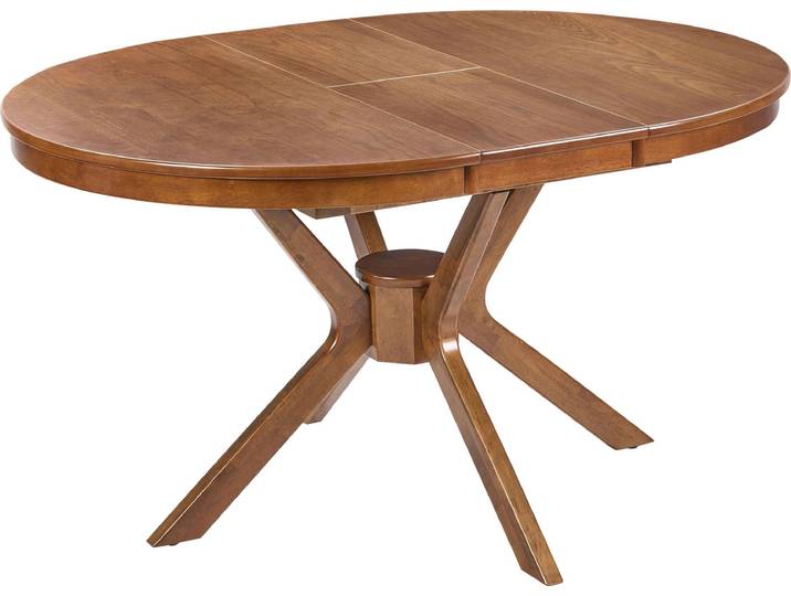 BELIANI Ausziehbarer Esstisch Dunkle Eiche ø 107 cm Rund Oval Füße in Sternform Gummibaumholz und MDF-Platte Retro Design Modern