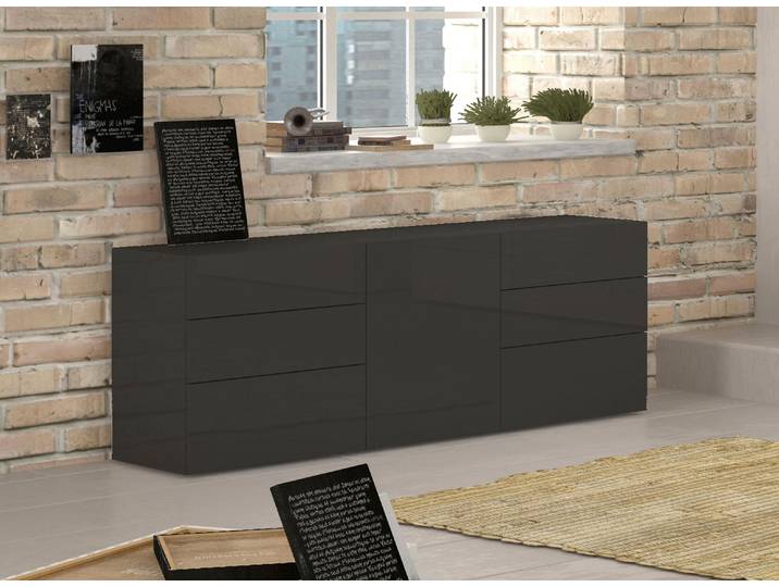 Sideboard HOME AFFAIRE Metis , grau (anthrazit hochglanz), B:170cm H:60cm T:40cm, Sideboards, Sideboard, Breite 170 cm