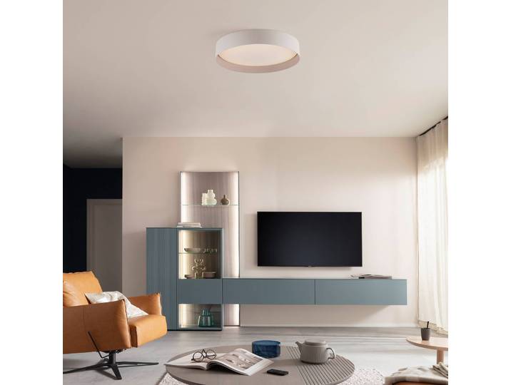 Schöner Wohnen Deckenleuchte TAVOLI, dimmbar, creme / amber, für Wohn- / Esszimmer, Metall