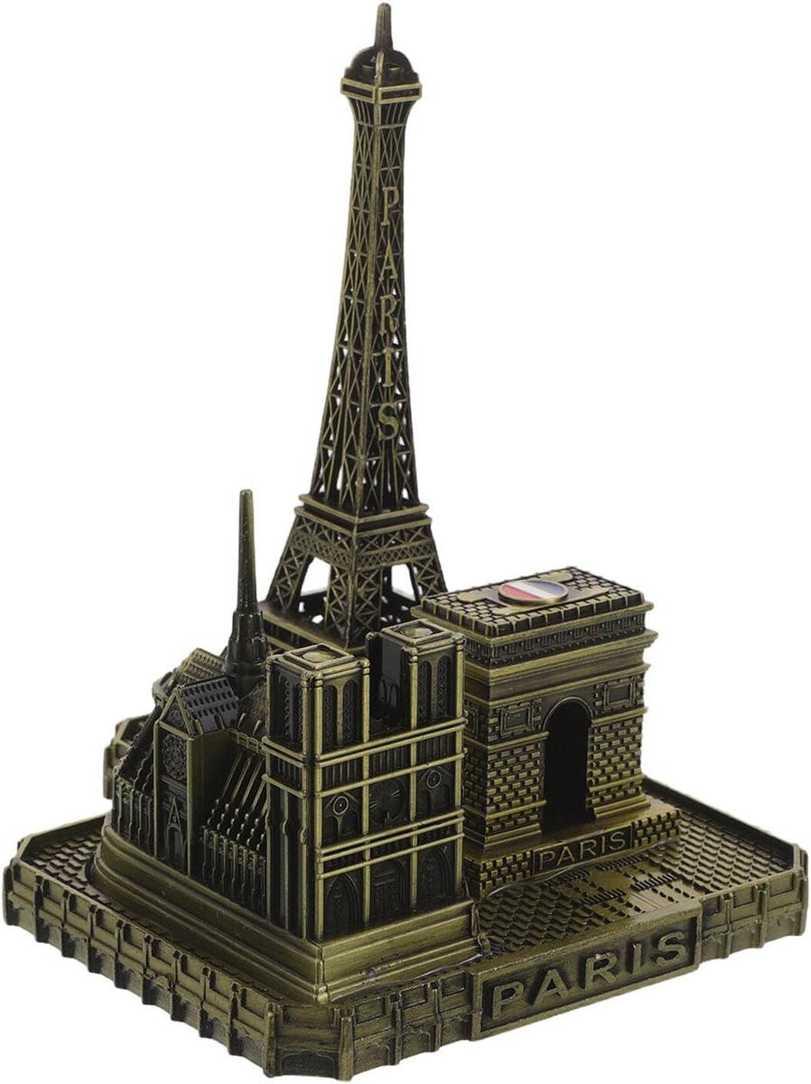 Stad Beeldje Architectuur Souvenir Bureau Decoratie Antiek Brons Hoogte: 14 cm