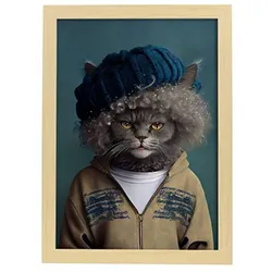 POSTER Selkirk Rex In Voller Farbe Fotostil A3 Rahmen Aus Hellem Holz