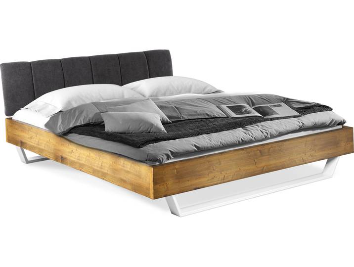 CURBY Kufenbett mit gestepptem Kopfteil, Material Massivholz