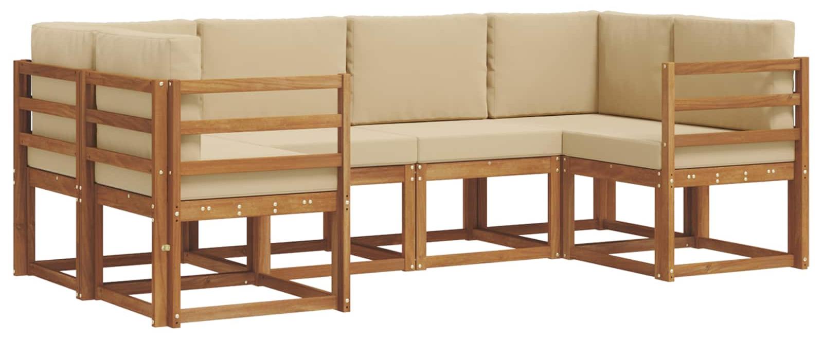 Outdoor-Sofagarnitur mit Kissen 6 pcs Natur und Beige