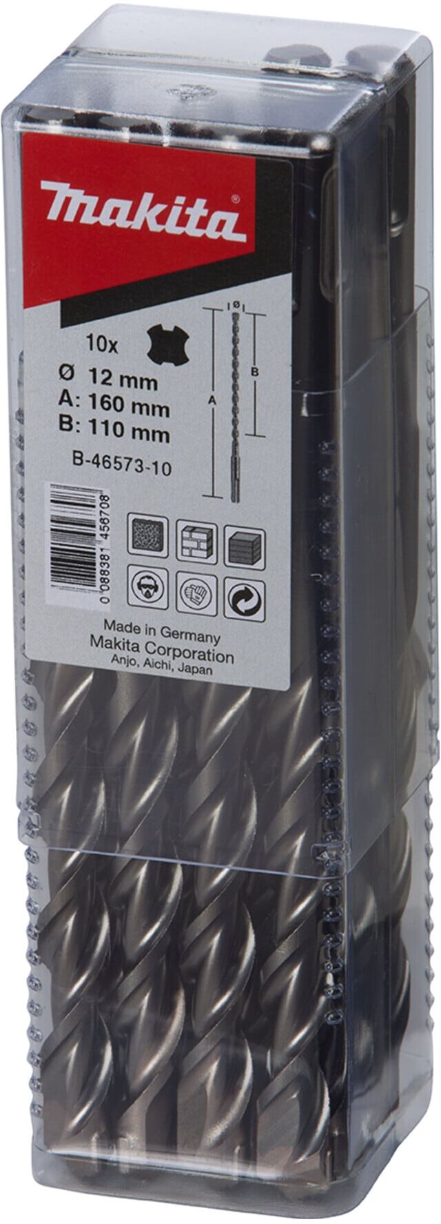 Makita SDS-V-PLUS-Bohrer-Set 8x160 10 Stück B-46545-10)