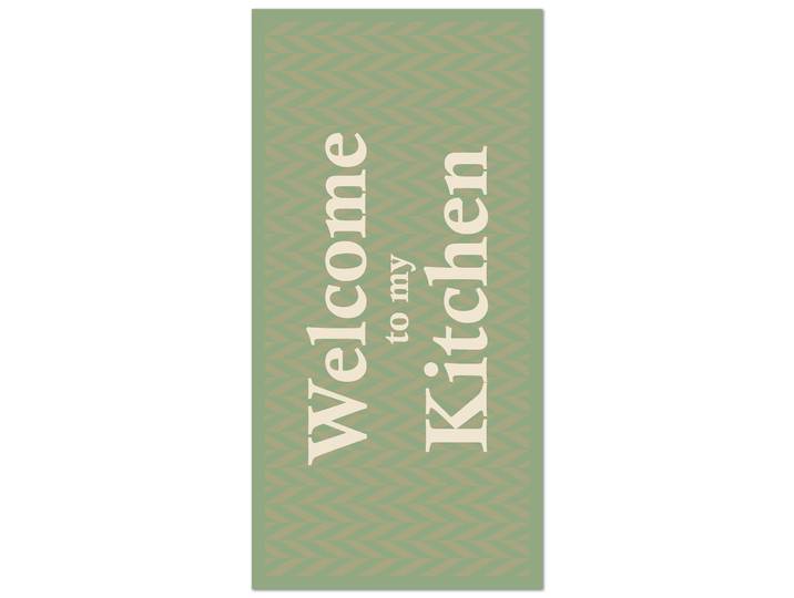 Tapis vinyle cuisine bienvenue dans ma cuisine vert 120x170cm