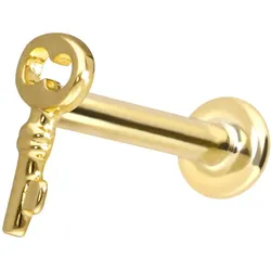 14 Karat Gold Labret mit Innengewinde SCHLÜSSEL