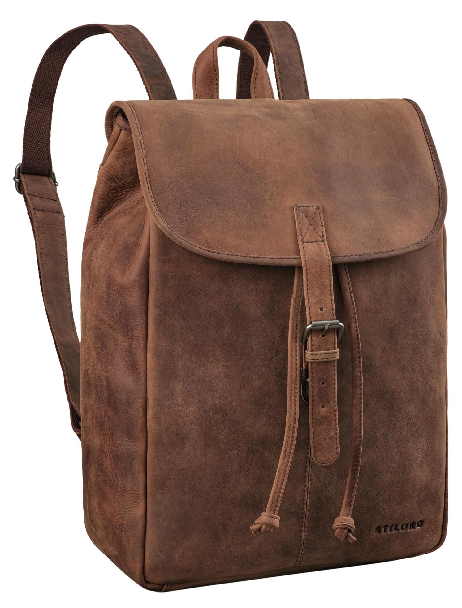 Vintage Leder Rucksack für Damen mit Antidiebstahl Design