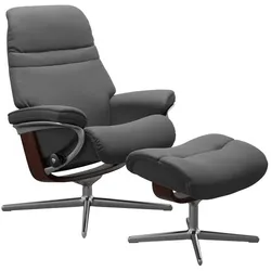 Stressless Sessel mit Hocker Sunrise Cross Leder Grau Batick Grey S (Small)