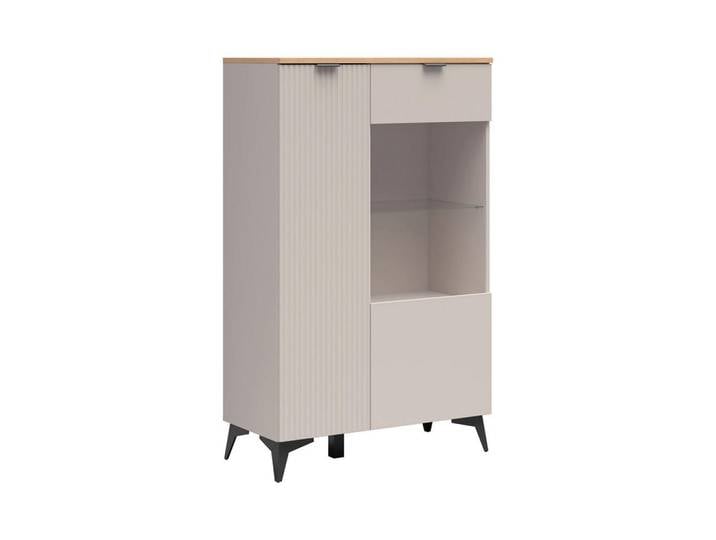 Petits-meubles Vitrine Vicky Kaschmir, Holzwerkstoff, 85x138x41 cm, Esszimmer, Vitrinen, Vitrinenschränke