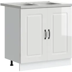vidaXL Küchenschrank mit Tür Kalmar Glänzend Weiß 80 x 46 x 81.5 cm