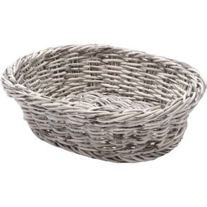 Hendi Brotkorb 426616, geflochten, aus Kunststoff, 25 x 19 x 6,5 cm, oval, hellgrau
