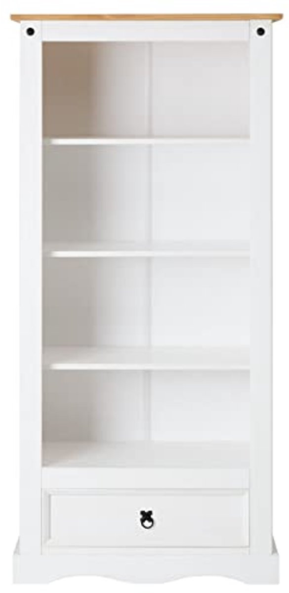 Boekenkast in Mexico-stijl met 4 vakken van massief grenen