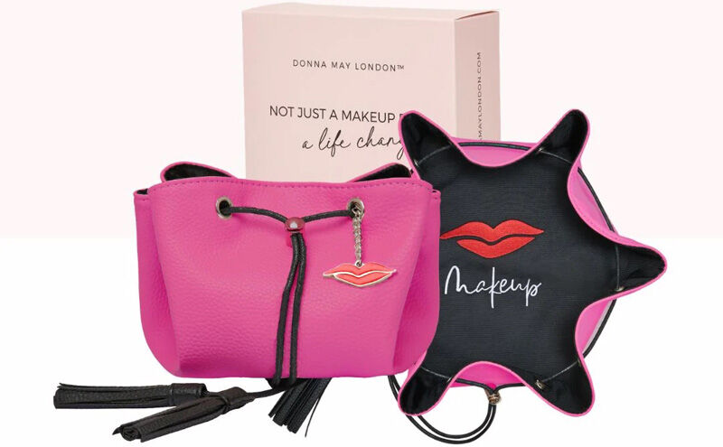 Donna May London Mini Lay Flat Makeup Bag Faux Leather Raspberry