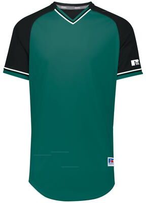 Russell Athletic R01X3M Classic V-Neck Jersey T-Shirt in Aqua/Black/White size 2XL   Polyester