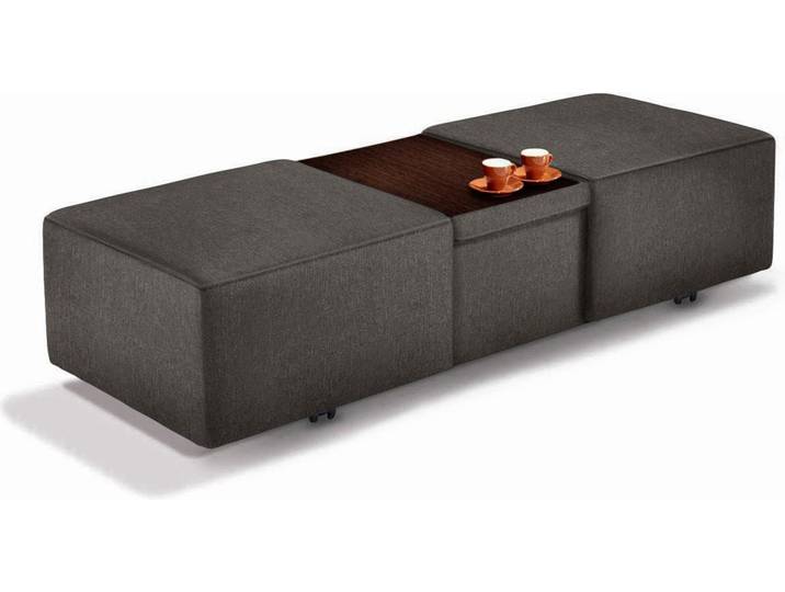 Hocker, Luxus-Microfaser & Lederoptik, Schwarz, 130×41×64 cm, Ausziehbar mit Stauraum, Vintage, W.SCHILLIG