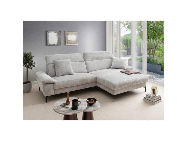Livetastic Ecksofa Cancelli, Silber, Metall, Uni, 4-Sitzer, Füllung: Schaumstoff, Ottomane rechts, L-Form, 300x178 cm, seitenverkehrt erhältlich, Rücken echt, Herz-Waage-Funktion, Wohnzimmer, Sofas & Couches, Wohnlandschaften, Ecksofas