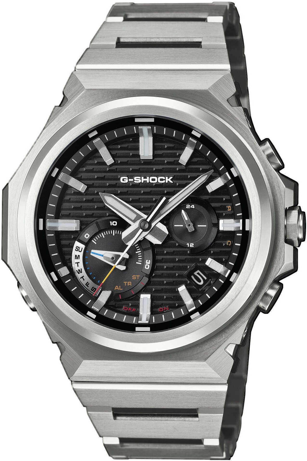 Smartwatch CASIO G-SHOCK "GST-B1000D", silber (edelstahlfarben, schwarz, edelstahlfarben), Smartwatches, Herren, Smartwatch, Armbanduhr, Herren, Bluetooth, Super Illuminator, Flight Log Memory