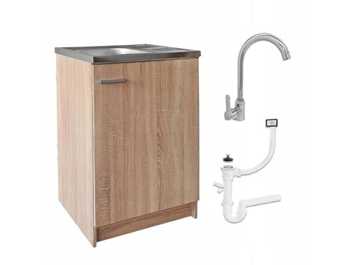 Stamar Spülenschrank Küchenschrank 60 cm Sonoma Spüle mit Armatur und Siphon Geschirrspüler Komplett Montagefertig