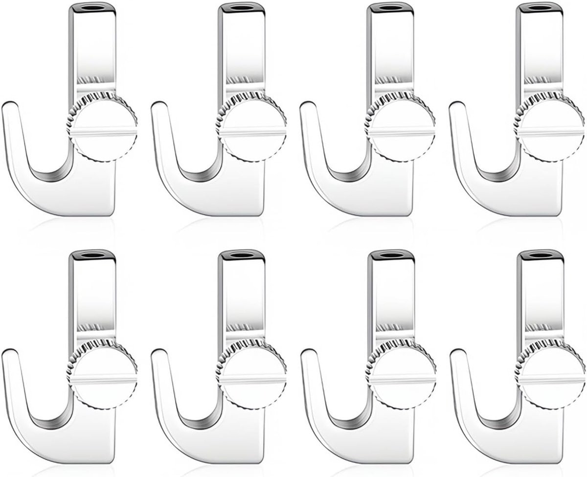 Thijox Mini Fotohaken voor Galerijlijst-Ophangsystemen, 8 Stuks Verstelbare Fotohangers van Zinklegering en Koper