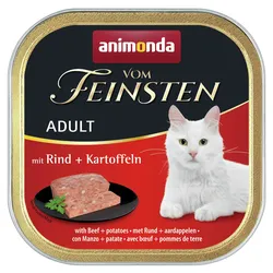 animonda Vom Feinsten Adult 100g Schale Katzennassfutter Sparpaket 64 x 100 Gramm Rind + Kartoffeln