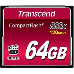 Transcend 64GB CF CARD (800X, TYPE I ) (64 GB, CF), Speicherkarte, Schwarz
