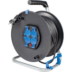 as-Schwabe Kabeltrommel 10118, für innen, 4x Schutzkontaktsteckdosen, Kabeltyp H05VV 1,5 mm², 25 m