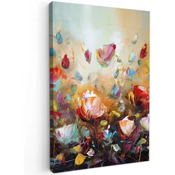 LEINWANDBILD Blumen - Kunst - Natur - Ölgemälde Deko XXL 80x120 cm