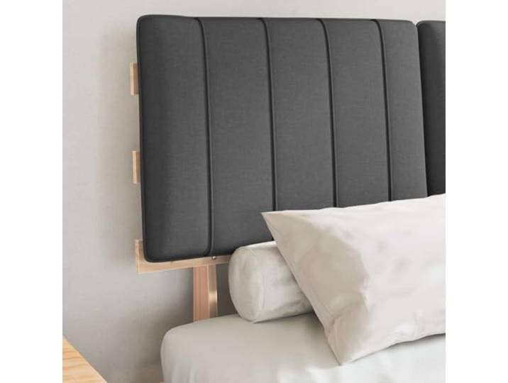 KTHLBRH Bett mit Kopfteil, dunkelgrau, 120 x 190 cm Massives Kiefernholz, Lattenrost, gepolstertes Kopfteil, leicht zu reinigen