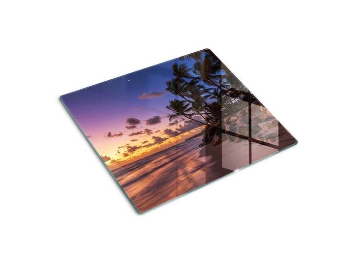 Tulup Glasplatte 60x52 cm Sonnenstrand, Gelb, Glas, 60x0.4x52 cm, Küchen, Küchenelektrogeräte, Herde, Herdabdeckplatten