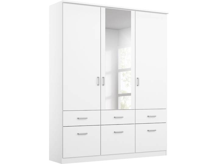 Kleiderschrank RAUCH Kleiderschrank Schrank Garderobe deckenhoher Schrank BREMEN , weiß, B:136cm H:199cm T:58cm, Holzwerkstoff, Schränke, Kleiderschrank, in vielen Farbvariationen, inkl. Kranzblende MADE IN GERMANY