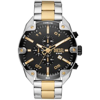 Chronograph DIESEL "Spiked", schwarz (silberfarben, goldfarben, schwarz, schwarz), Armbanduhren, Herren, silberfarben, Chronograph, Quarzuhr, Armbanduhr, Herrenuhr, Stoppfunktion, Edelstahlarmband