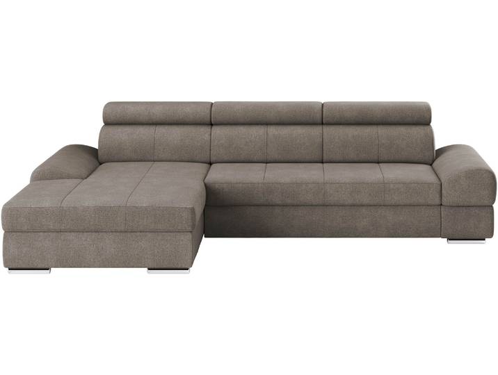 Ecksofa, Luxus-Microfaser, Braun Schlamm 284×171 cm, Kopfteilverstellung, Recamiere Links, Sit&More