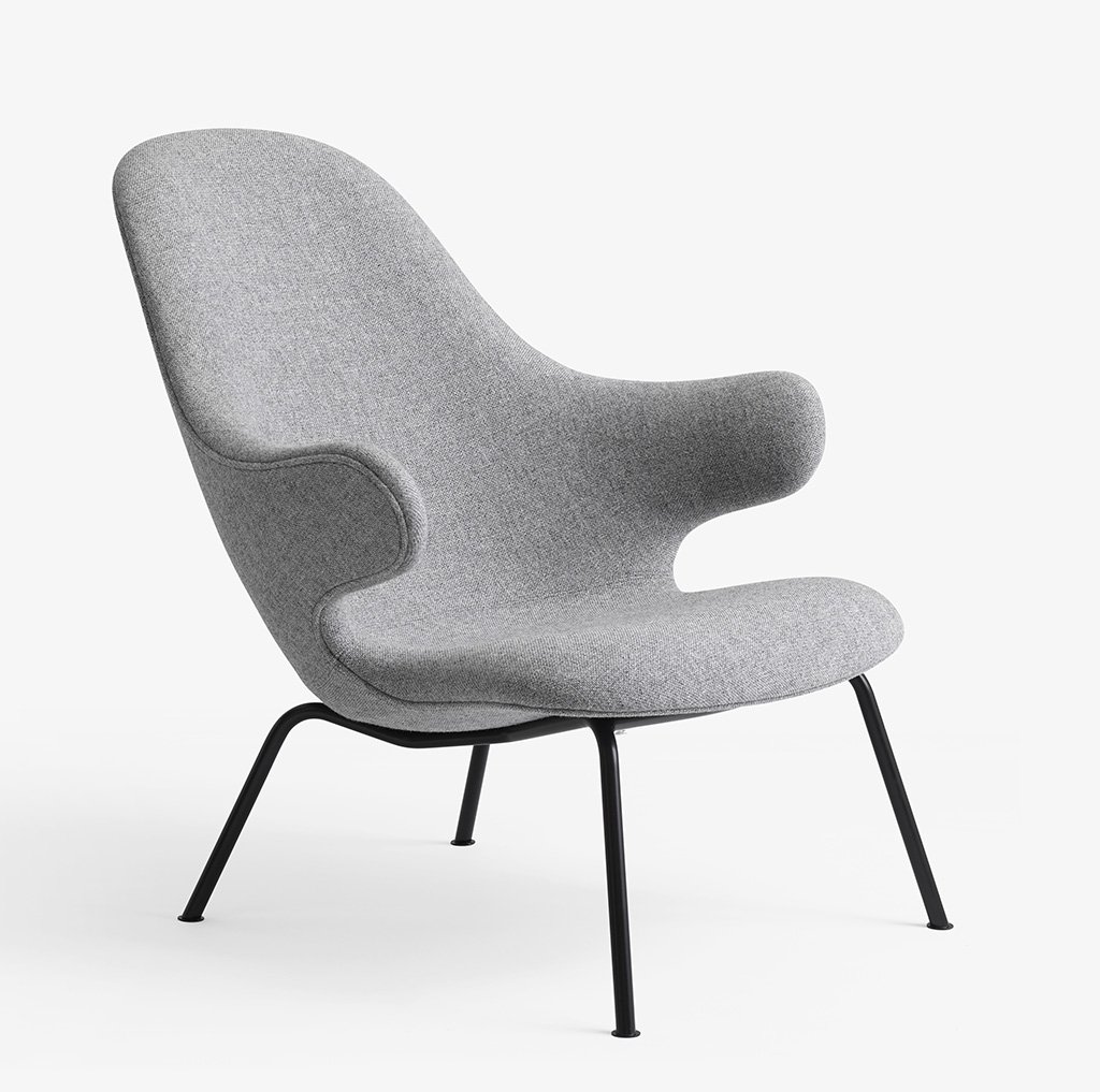 andtradition &tradition Catch Lounge JH14 Sessel (Gestell rundes Stahlrohr schwarz, Stoff gra... Gestell rundes Stahlrohr schwarz, Stoff grau Hallingdal 65 224 134291A235A016