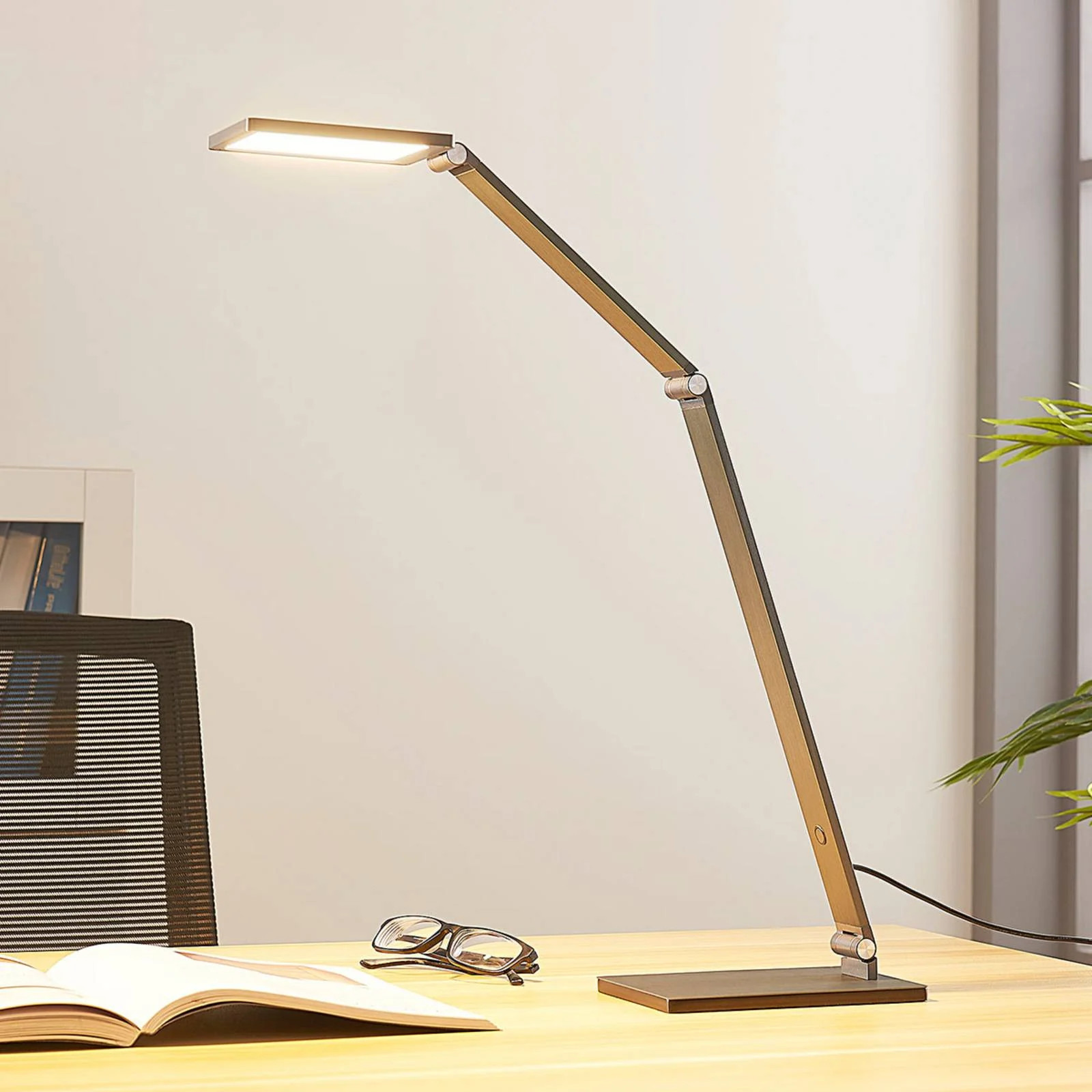 Lucande Mion LED tafellamp - Modern - Grijs/Blauw - Aluminium/Metaal - Dimbaar
