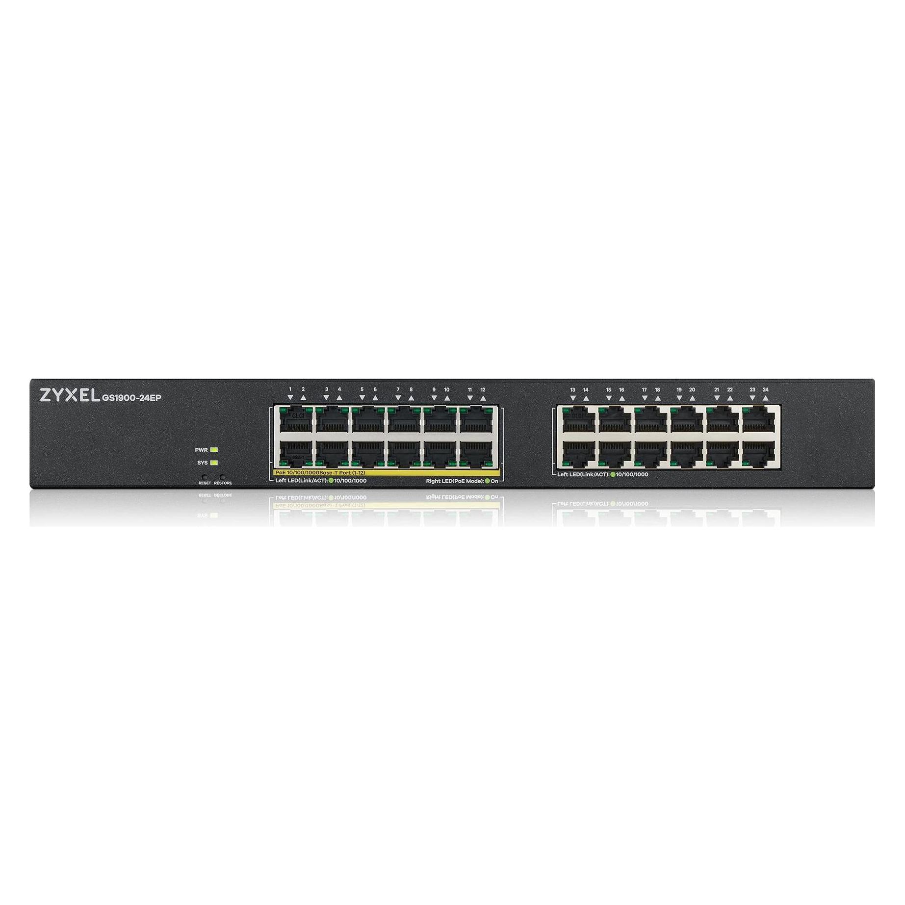 Zyxel GS1900-24EP, 24-PORT GBE L2, 12 PORT POE SMART SWITCH (24 Ports) (GS1900-24EP-EU0101F)