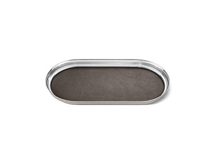 Georg Jensen Manhattan Tablett, edelstahl, silber, 18 x 35 x 2.8 cm