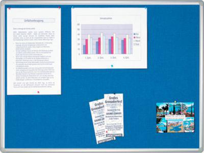 Franken Pinnwandtafel PRO, Filz, Wandmontage, Hoch-/Querformat, Aluminium, blau, 900 x 600 mm