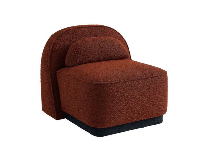BERY - Fauteuil pivotant en tissu bouclette terracotta