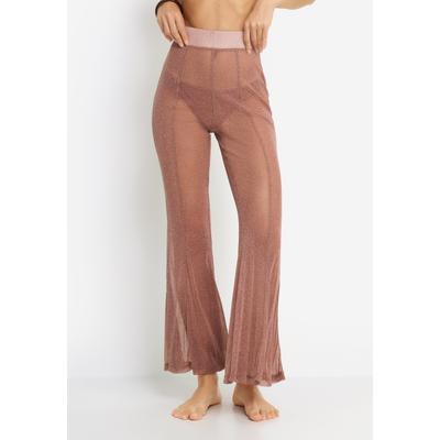 Schlupfhose LSCN BY LASCANA, Damen, Gr. 46, N-Gr, rosa (light braun), Mesh, Obermaterial: 89% Polyamid, 11% metallisierte Fasern, leicht glänzend, leicht transparent, unifarben, figurbetont lang, Hosen Schlupfhose