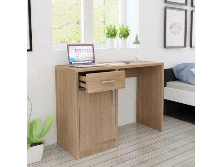 GFDWPUY Schreibtisch mit Schublade und Schrank Eiche 100x40x73 cm Stauraum mit Schublade und Schrank, robuste Materialien, kompakte Maße, vielseitig einsetzbar, natürliche Eichenoptik