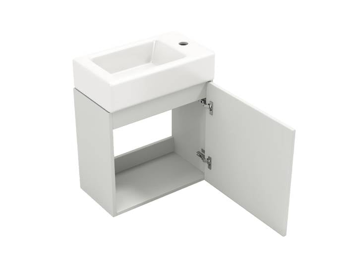 Lavabo en céramique avec meuble sous-vasque blanc
