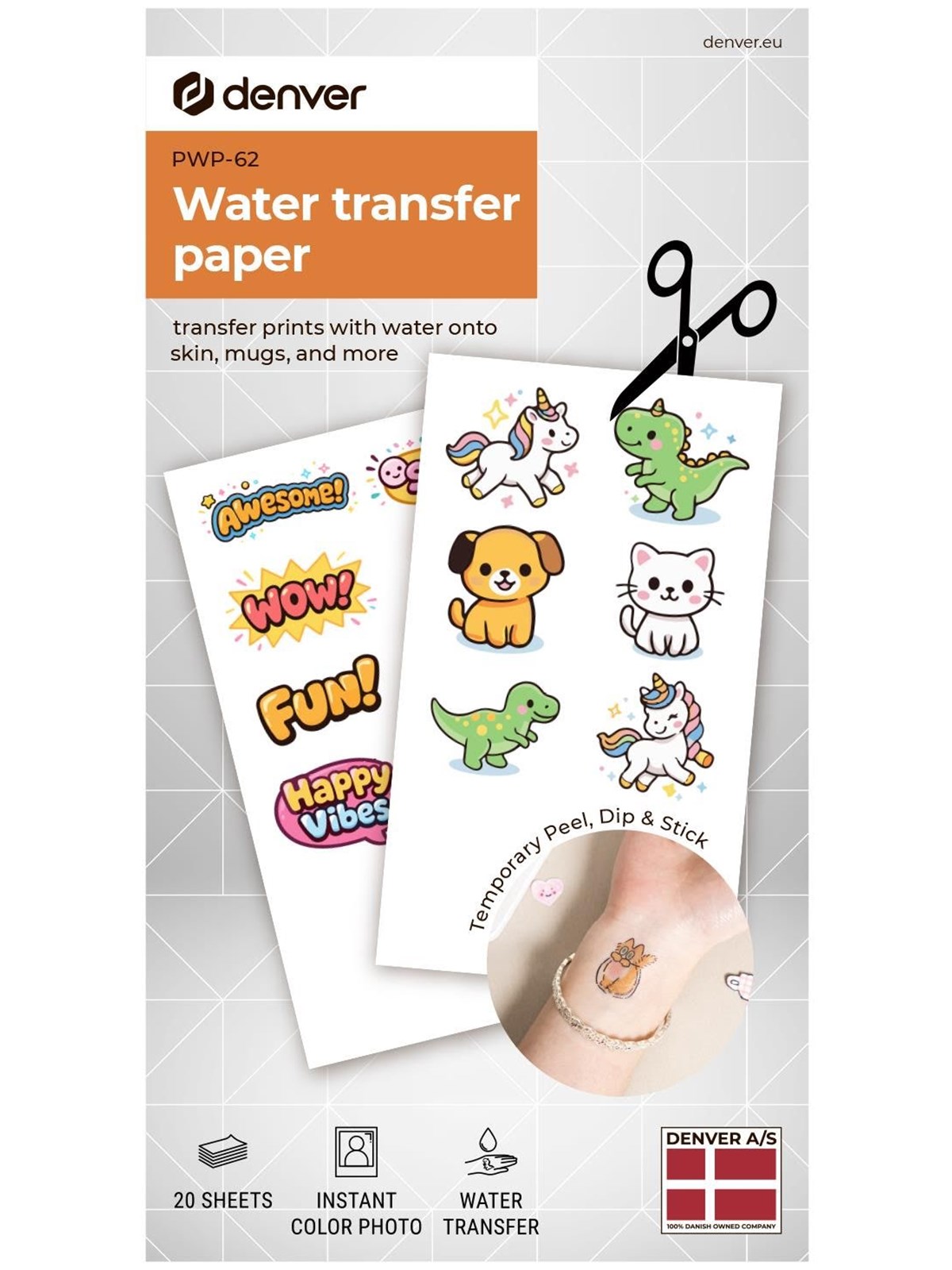 DENVER PWP-62 - Water tranfer photo print paper for Denver MCP-6010 printer
